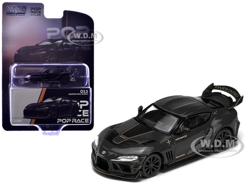 Toyota Supra DarwinPro Black with Gold Accents Enigma Exclusive Edition 1/64 Diecast Model Car Pop Race PR64-PRE013