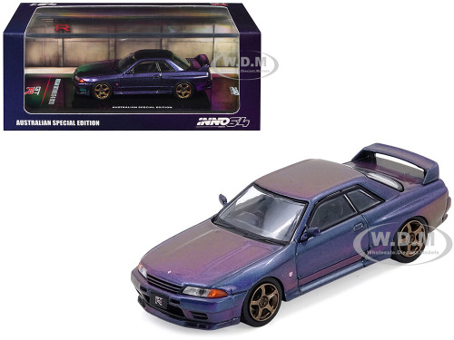 Nissan Skyline GT R R32 RHD Right Hand Drive Midnight Purple Metallic Australian Special Edition 1/64 Diecast Model Car Inno Models IN64-R32-MP-AS