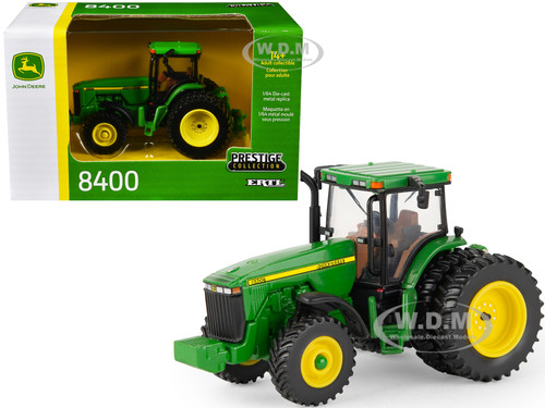 John Deere 8400 Tractor Dual Wheels Green Yellow Stripes Prestige Collection Series 1/64 Diecast Model ERTL TOMY 45925