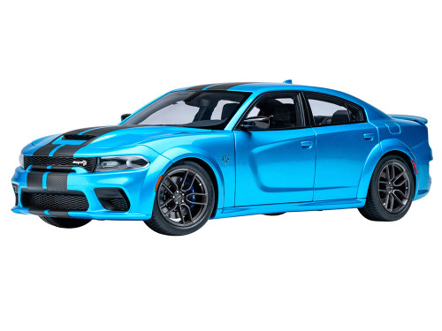 Dodge Charger SRT Hellcat Redeye B5 Blue Metallic with Carbon Stripes 1/18 Model Car Autoart 71753