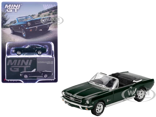 1964 Ford Mustang Convertible Highland Green Limited Edition 1/64 Diecast Model Car Mini GT MGT01166