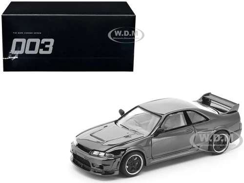 GTR R33 400R RHD Right Hand Drive Dark Chrome The Dark Chrome Series 1/64 Diecast Model Car Pop Race PRDC003