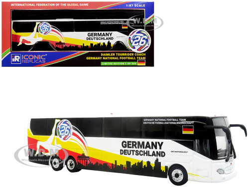 Daimler Tourrider Coach Bus Germany National Football Team White with Graphics International Federation of the Global Game Series Limited Edition to 504 pieces Worldwide 1/87 (HO) Diecast Model Iconic Replicas 87-0721