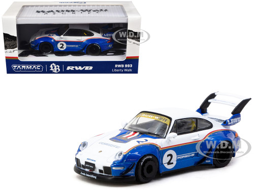 RWB 993 #2 Liberty Walk White and Blue Metallic with Container Packaging Hobby64 Series 1/64 Diecast Model Car Tarmac Works T64-TL017-LBWK2