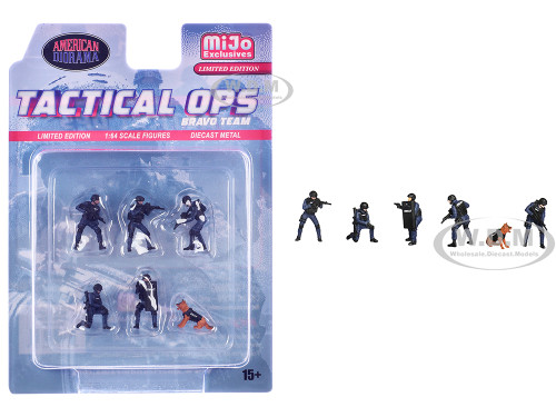 Tactical Ops Bravo Team 6 piece Diecast Figure Set 6 Figures Limited Edition for 1/64 Scale Models American Diorama AD-2439MJ