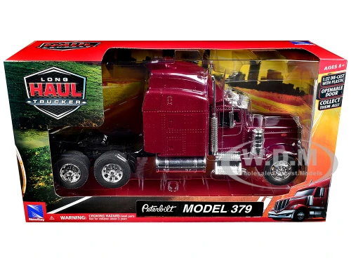 Peterbilt 379 Truck Tractor Burgundy Metallic Long Haul Trucker Series 1/32 Diecast Model New Ray 52803A