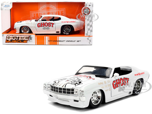 1971 Chevrolet Chevelle SS Ghost SS White with Graphics Bigtime Muscle Series 1/24 Diecast Model Car Jada 36636