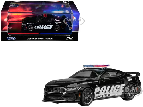 Ford Mustang Dark Horse Police Interceptor Black 1/64 Diecast Model Car CM Model CM64-DARKHORSE-PD01
