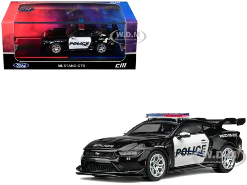 Ford Mustang GTD Police Black and White 1/64 Diecast Model Car CM Model CM64-GTD-PD02
