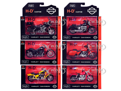 Harley Davidson Motorcycles 6 piece Set Series 45 1/18 Diecast Models Maisto 31360-45