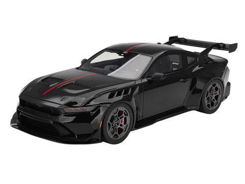 Ford Mustang GTD Shadow Black with Red Stripe 1/18 Model Car Top Speed TS0673