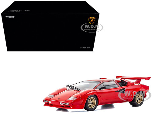 Lamborghini Countach LP 5000 Quattrovalvole Red with Gold Wheels 1/18 Diecast Model Car Kyosho KS08320RBKG