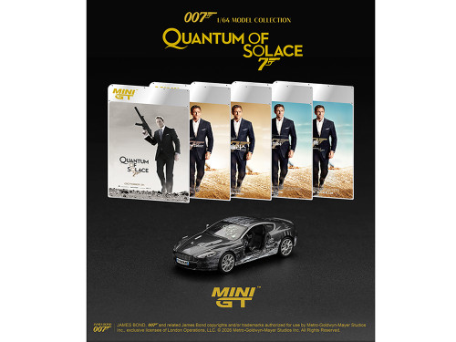 Aston Martin DBS Gray Metallic Battle Damaged 007 James Bond Quantum of Solace 2008 Movie Limited Edition 1/64 Diecast Model Car Mini GT MGT00924-007E