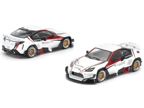 Toyota Pandem GR86 MoonTech White Red Black Graphics 1/64 Diecast Model Car Pop Race PR640338