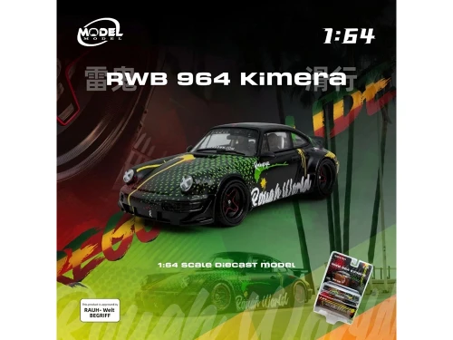 RWB 964 Kimera Rough World Black with Graphics 1/64 Diecast Model Car Model Model MM64-RWB964-006