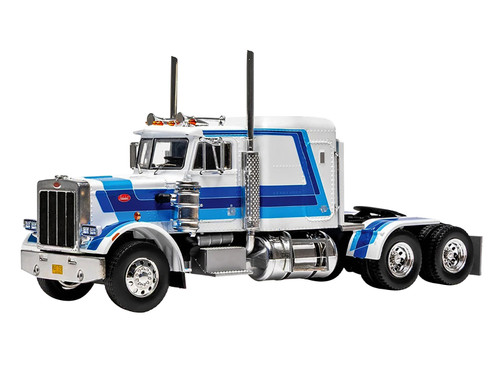 1980 Peterbilt 359 Truck Tractor Blue and White with Graphics 1/43 Diecast Model IXO Models TR253