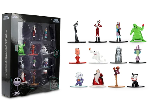 Set of 12 Diecast Figures The Nightmare Before Christmas 1993 Movie Nano Metalfigs Series Diecast Models Jada 37683