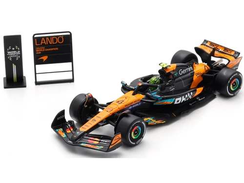 McLaren MCL39 #4 Lando Norris 3rd Place Formula One F1 Abu Dhabi GP GP 2025 Drivers World Champion 2025 with Pit Board 1/64 Model Car Spark 64S078