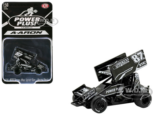 Winged Sprint Car #87 Aaron Reutzel Power Plus Black 2026 1/50 Diecast Model Car ACME A5026009