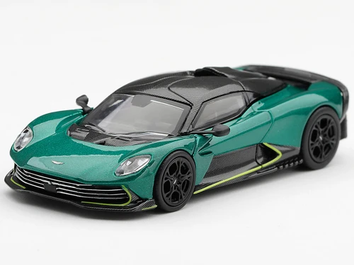 Aston Martin Valhalla Podium Green Metallic Carbon Top Limited Edition 1/64 Diecast Model Car Mini GT MGT01373