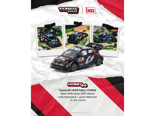 Toyota GR Yaris Rally1 Hybrid #69 Kalle Rovanpera Jonne Halttunen Toyota Gazoo Racing WRT Winner Safari Rally Kenya 2024 Hobby64 Series 1/64 Diecast Model Car Tarmac Works T64-085-24SAF69