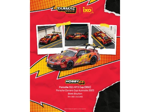 Porsche 911 GT3 Cup 992 #95 Brett Boulton Porsche Carrera Cup Australia 2025 Hobby64 Series 1/64 Diecast Model Car Tarmac Works T64-093-25CCA95