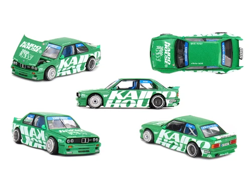 BMW M3 Kaido Works V2 Green Metallic with Graphics Designed by Jun Imai Kaido House Special 1/64 Diecast Model Car Mini GT KHMG242