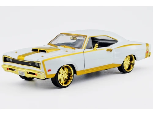 1969 Dodge Coronet Super Bee White Metallic with Gold Accents Luxe Legends Series 1/24 Diecast Model Car Motormax 79223W