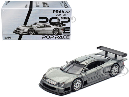 Mercedes Benz CLK GTR Raw Metal 1/64 Diecast Model Car Pop Race PR640580