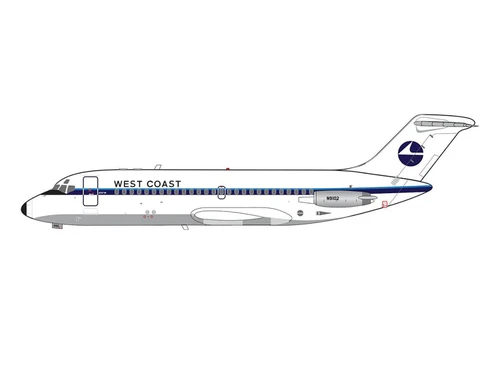 McDonnell Douglas DC 9 14 Commercial Aircraft West Coast Airlines N9102 1/400 Diecast Model Airplane V1:400 400014