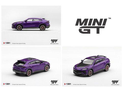 Lamborghini Urus Performante Viola Pasifae Purple Metallic Carbon Hood Sunroof Limited Edition 1/64 Diecast Model Car Mini GT MGT01381