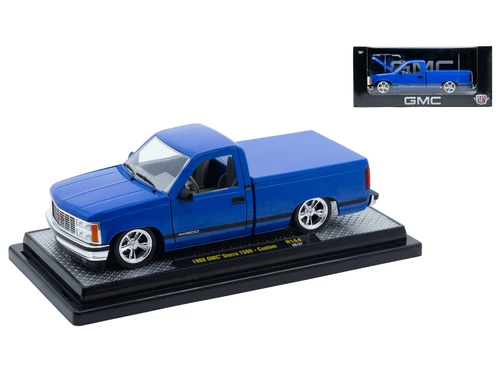 1988 GMC Sierra 1500 Custom Pickup Truck Blue Metallic with Black Stripes Limited Edition to 4850 pieces Worldwide 1/24 Diecast Model Car M2 Machines 40300-144A
