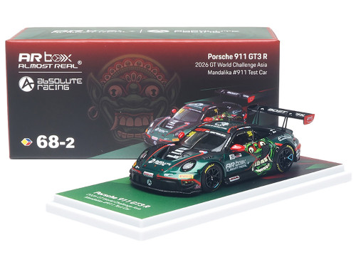 Porsche 911 GT3 R 992.2 #911 Alessandro Ghiretti Huang Ruohan Absolute Racing GT World Challenge Asia Mandalika 2026 AR Box Series 1/64 Diecast Model Car Almost Real AR640006011