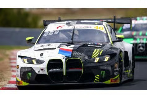 BMW M4 GT3 EVO No 46 Team WRT 3rd Bathurst 12H 2026 A Farfus R Marciello V Rossi 1/64 Model Car Spark 64S264