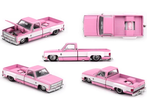 Chevrolet Silverado Dually Pickup Truck Vintage Spec V2 Pink with White Sides Designed by Jun Imai Kaido House Special 1/64 Diecast Model Car Mini GT KHMG243