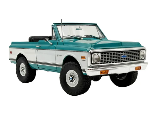 1972 Chevrolet Blazer K 5 Route 66 100th Anniversary Green and White with Black Stripes Limited Edition 1/18 Diecast Model Car ACME A1807717R66