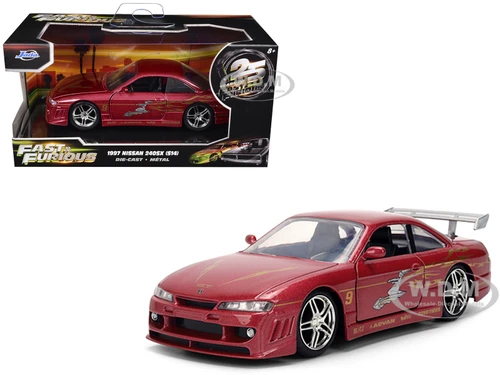 1997 Nissan 240SX S14 Light Red Metallic with Graphics The Fast and the Furious 2001 Movie 25 Years of Fast & Furious Series 1/32 Diecast Model Car Jada 36772-25TH