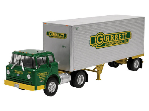 1980 Ford C Series 800 Garrett Freightlines with Pup Van Green 1/43 Diecast Model IXO Models U43TR007