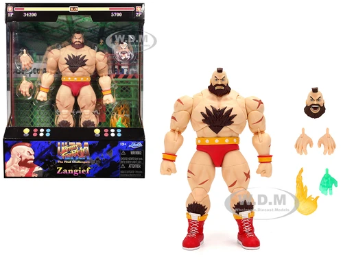 Zangief 7 5 Moveable Figure with Accessories and Alternate Head and Hands Ultra Street Fighter II The Final Challengers 2017 Video Game Model Jada 35742