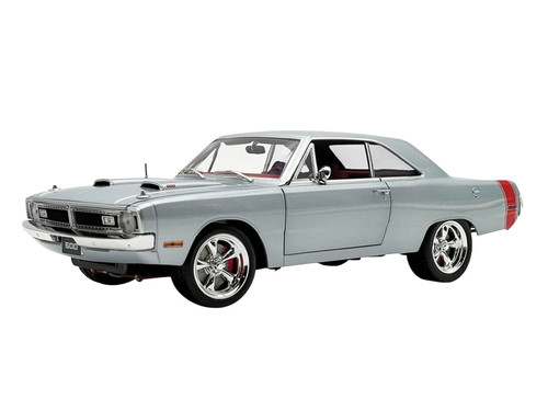 1970 Dodge Dart 440 Street Machine Titanium Silver Metallic with Red Tail Stripe and Red Interior Limited Edition to 594 pieces Worldwide 1/18 Diecast Model Car ACME A1806412
