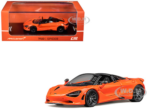 McLaren 750S Spider Orange with Black Accents 1/64 Diecast Model Car Mini GT CM64-750S-01
