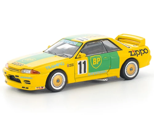 Skyline GT R R32 RHD Right Hand Drive #11 Yellow with Green Graphics Group A 1993 1/64 Diecast Model Car Pop Race PR640291