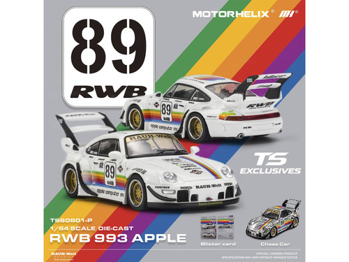 RWB 993 #89 Apple Livery White with Stripes 1/64 Diecast Model Car Motorhelix &  TS Exclusives TS60801-P