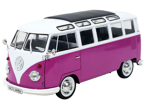 1962 Volkswagen T1 Samba Violet & White 1/18 Diecast Model Car Solido S1813404