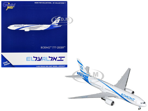 Boeing 777 200ER Commercial Aircraft El Al Airlines 4X ECE White with Blue Stripes 1/400 Diecast Model Airplane GeminiJets GJELY2425