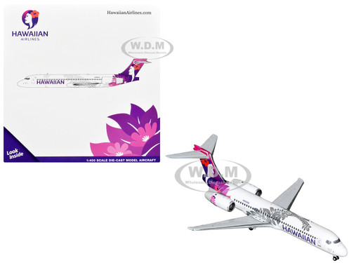 Boeing 717 200 Commercial Aircraft Hawaiian Airlines N494HA White with Purple Tail Graphics 1/400 Diecast Model Airplane GeminiJets GJHAL2437