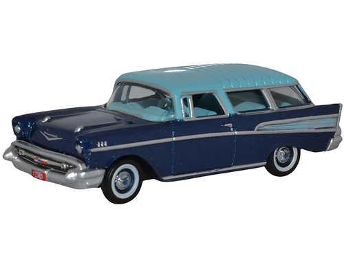 1957 Chevrolet Nomad Larkspur Blue with Harbor Blue Top 1/87 (HO) Scale Diecast Model Car Oxford Diecast 87CN57009