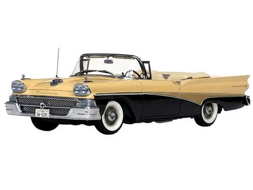 1958 Ford Fairlane 500 Open Convertible Sun Gold and Raven Black 1/18 Diecast Model Car Sun Star SS-5265