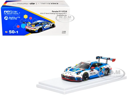 Porsche 911 GT3 R 992 #911 Alessandro Ghiretti Huang Ruohan Absolute Racing Presentation Car GT World Challenge Asia Sepang 2026 1/64 Diecast Model Car Almost Real AR640004001