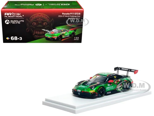 Porsche 911 GT3 R 992 #911 Alessandro Ghiretti Huang Ruohan Absolute Racing GT World Challenge Asia Mandalika 2026 1/64 Diecast Model Car Almost Real AR640006021